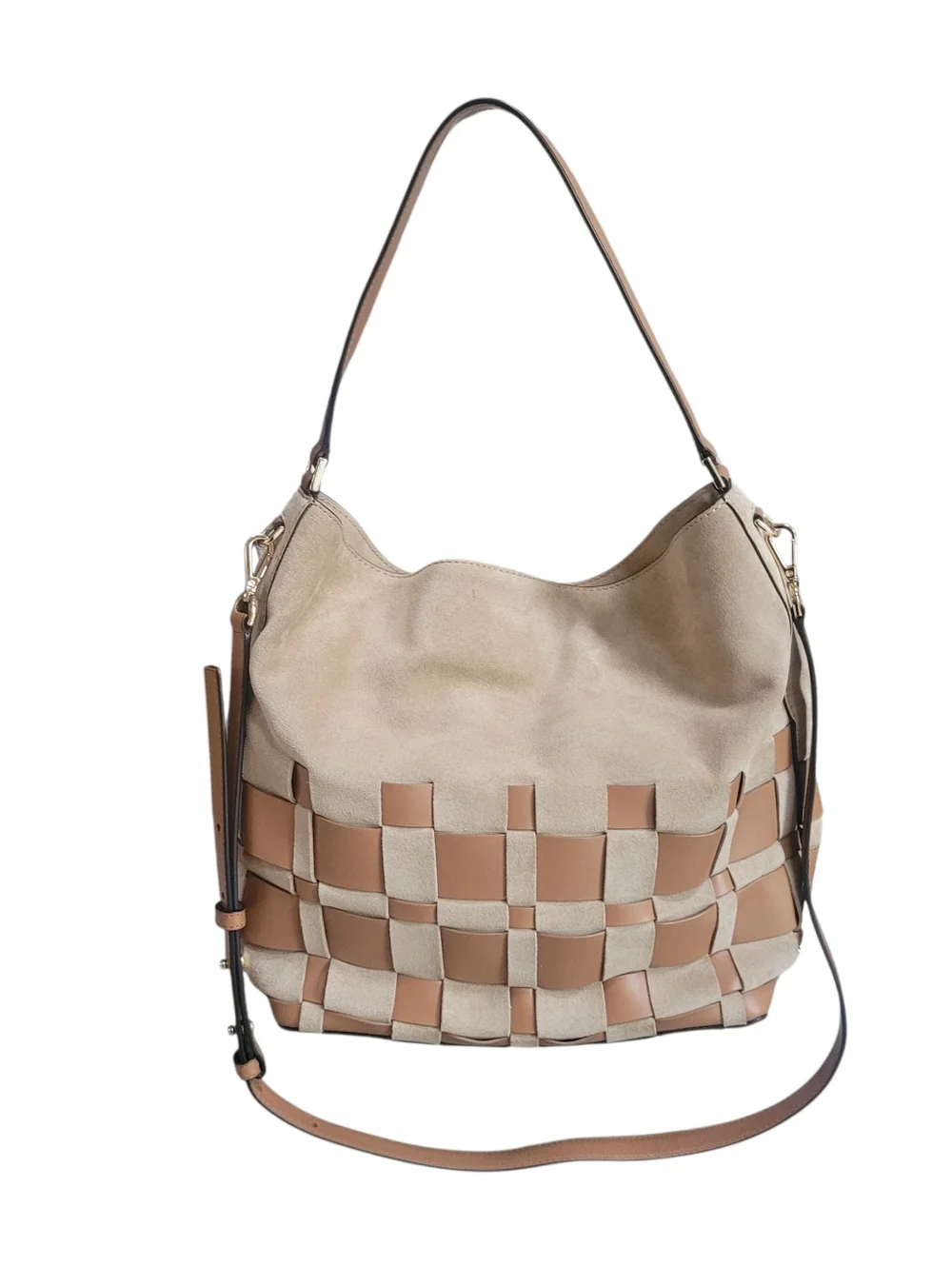 Michael Kors Vivian Brown & Tan Large Suede Leather Hobo Bag